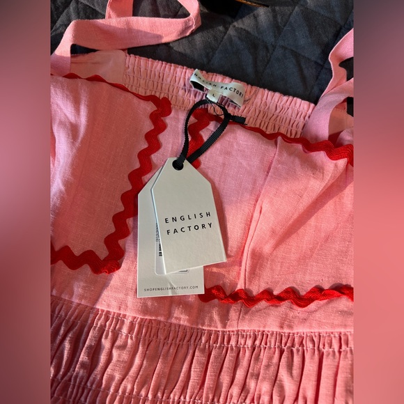 English Factory Linen Cotton Ric Rac Midi Dress - Picture 5 of 6